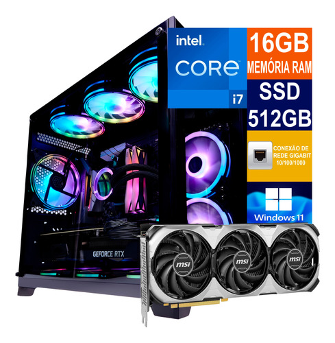 Pc Gamer Cpu Intel I7 10700f 512gb, 16g Ddr4 Rtx 4070ti 12gb