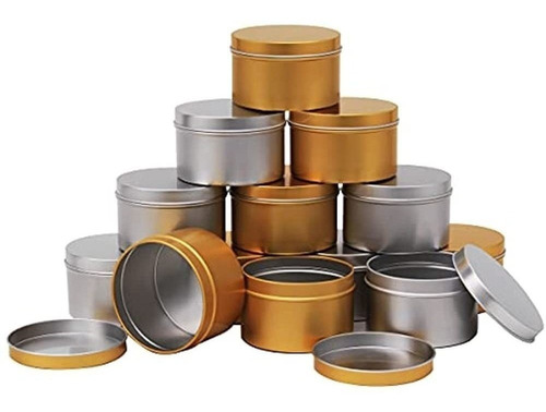 Paquete De 12 Latas Redondas De Aluminio De 8 Oz Para Velas 