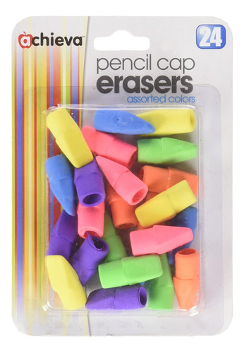 Achieva Pencil Eraser Caps, 24 Un Paquete, Varios Color...