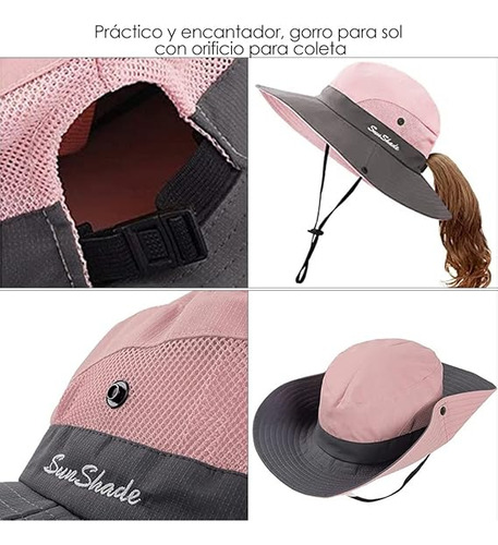 Practico Sombrero Para Sol Mujer Uv Color Rosa Plegable