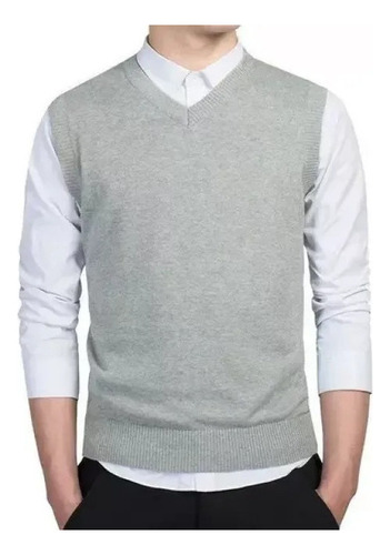 Suéteres Para Hombre Chaleco Sin Mangas Punto 100% Algodón /
