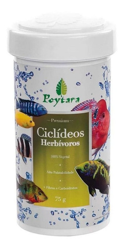 Racao Para Peixe Ciclideos Herbivoros 75g Poytara