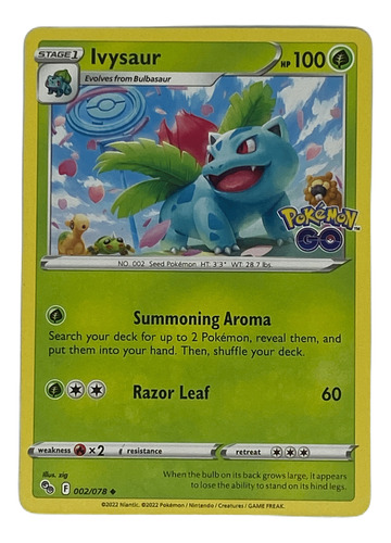 Ivysaur Carta Pokémon Original Tcg Inglés