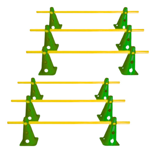 12 Conos Con Huecos De Entrenamiento Deportivo + 6 Varillas 