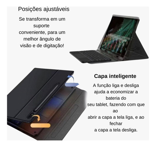 Capa Teclado Para Galaxy Tab S9 E S9 Fe Tela De 11 Polegadas