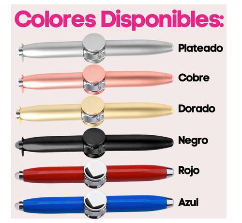 Pluma Boligrafo Giratorio Fidget Spinner Linterna Estrés Luz