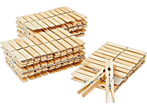 Set X60 Pinzas Gancho De Madera Ropa Colgador Bambú 7cm