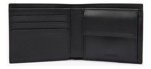 Billetera Lacoste Nh4408fwm66 De Color Negro Para Hombre