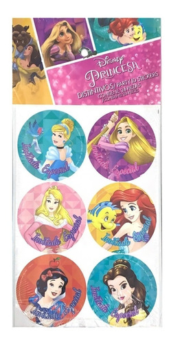 Distintivo Sticker Princesas Fiesta C/24pz 0pri0 