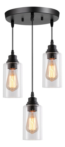 Lámpara Colgante Moderna De 3 Luces Ajustable De Cristal