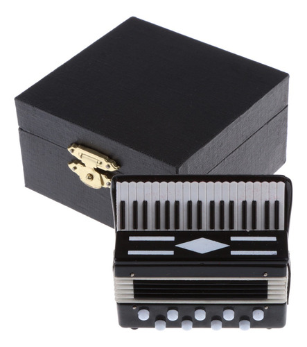 Acordeón De Metal Instrumento Musical Con Caja En Miniatura