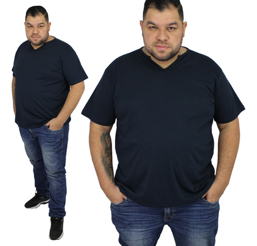 Camiseta Gola V Algodão Lisa Promoçao Tamanho Plus Size Big