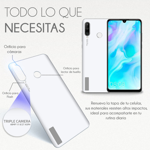 Tapa Trasera Para Huawei P30 Lite Mar-lx3b Mar-l01a 48mp Color Blanco Slim Company