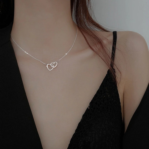 Collar Con Colgante De Corazón Doble