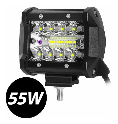 Faro Auxiliar 55w 20 Leds Cree Para Moto Con Luz Spot/flood