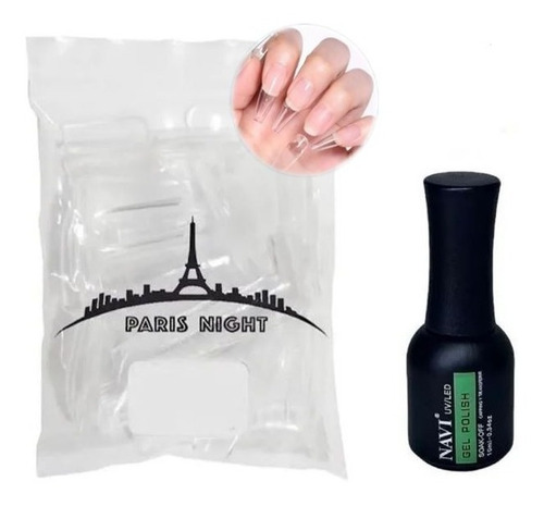 Kit Soft Gel 100 Tips Paris Night+ Base Kapping 10ml Premium