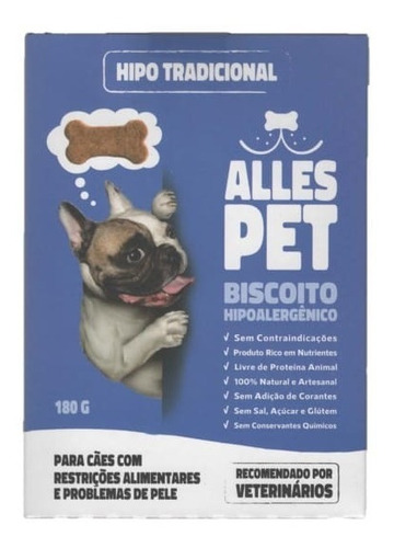 Biscoito Hipoalergênico Para Cães Alles Pet Tradicional 180g