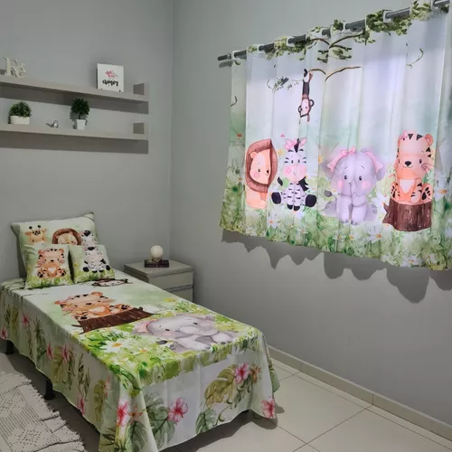 Kit Jogo de Quarto Infantil Cortina e Jogo Lençol Princesa Sofia