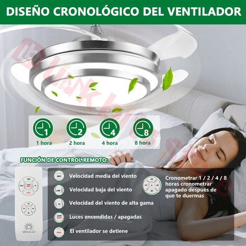 Ventilador De Techo Megaluz Moderna F500vl01a Con Luz