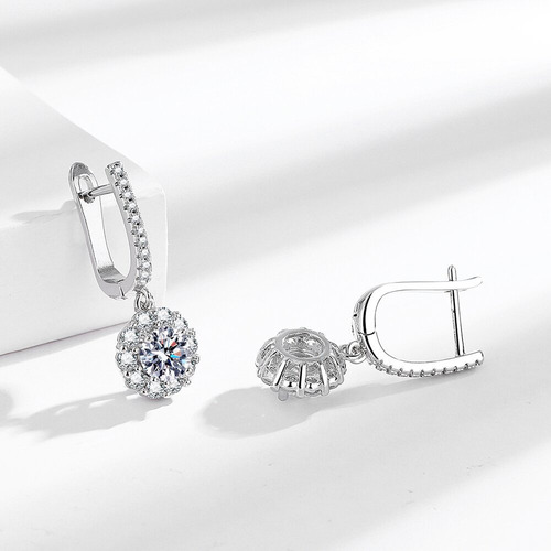 Pendientes De Aro De Moissanita Flores Para Mujer, , Pendientes De Plata 925 Para Mujer, Pendientes De Diamantes De Moissanita,navidad, Bodas, Aniversarios, Regalos Para Mujeres, Mamás
