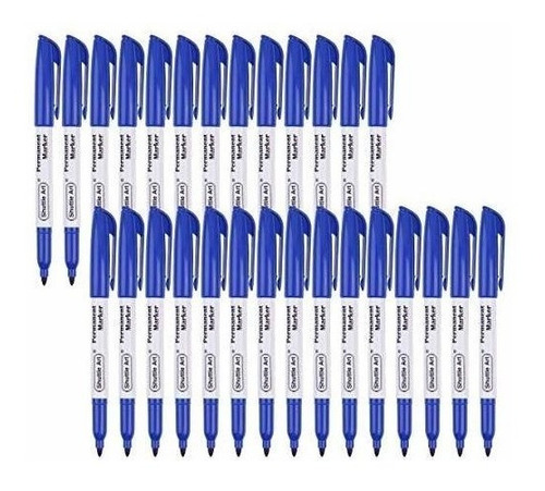 Marcadores Permanentes Color Azul Pack De 30 Pz Punta Fina 