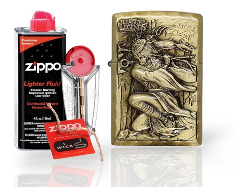 Kit Zippo/ Gas Mecha Piedra + Encendedor Tipo Zippo Guerrero