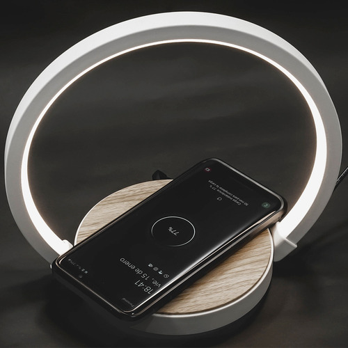 Velador Moderno Con Cargador Inalámbrico Touch Dimmer Nfc