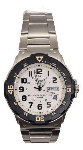 Reloj Casio Mrw-200d Análogo Calend Cuarzo Acero Sumergible Acero Negro Blanco