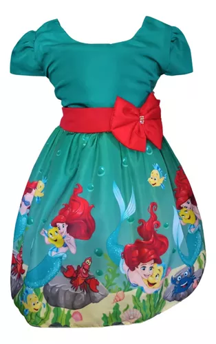 Fantasia Infantil Pequena Sereia Ariel Vestido Festa Luxo