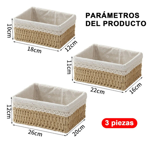 Cesta Organizadora: Caixa De Armazenamento De Vime, 3 Unidad