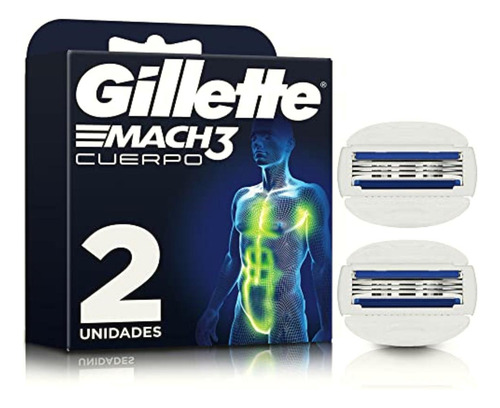 Gillette Mach3 Cuerpo 2 Cartuchos Para Afeitar El Cuerpo