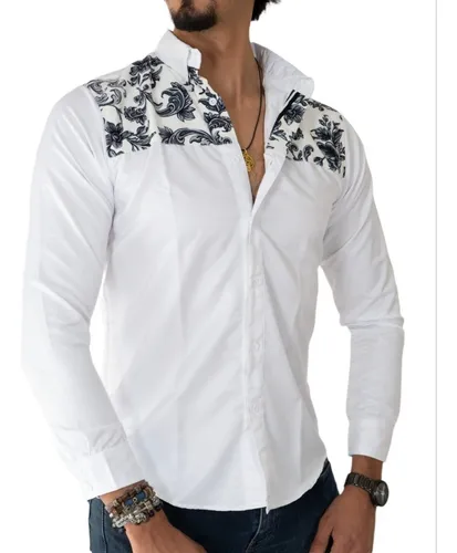 Camisa Manga Blanca Floreada Para