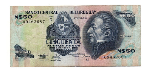 Uruguay Billete 50 Nuevos Pesos Año 1989 P#61 A