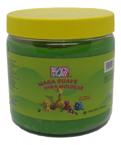Masa Para Moldear Teach Play Color Verde 500 Gramos Color Verde claro
