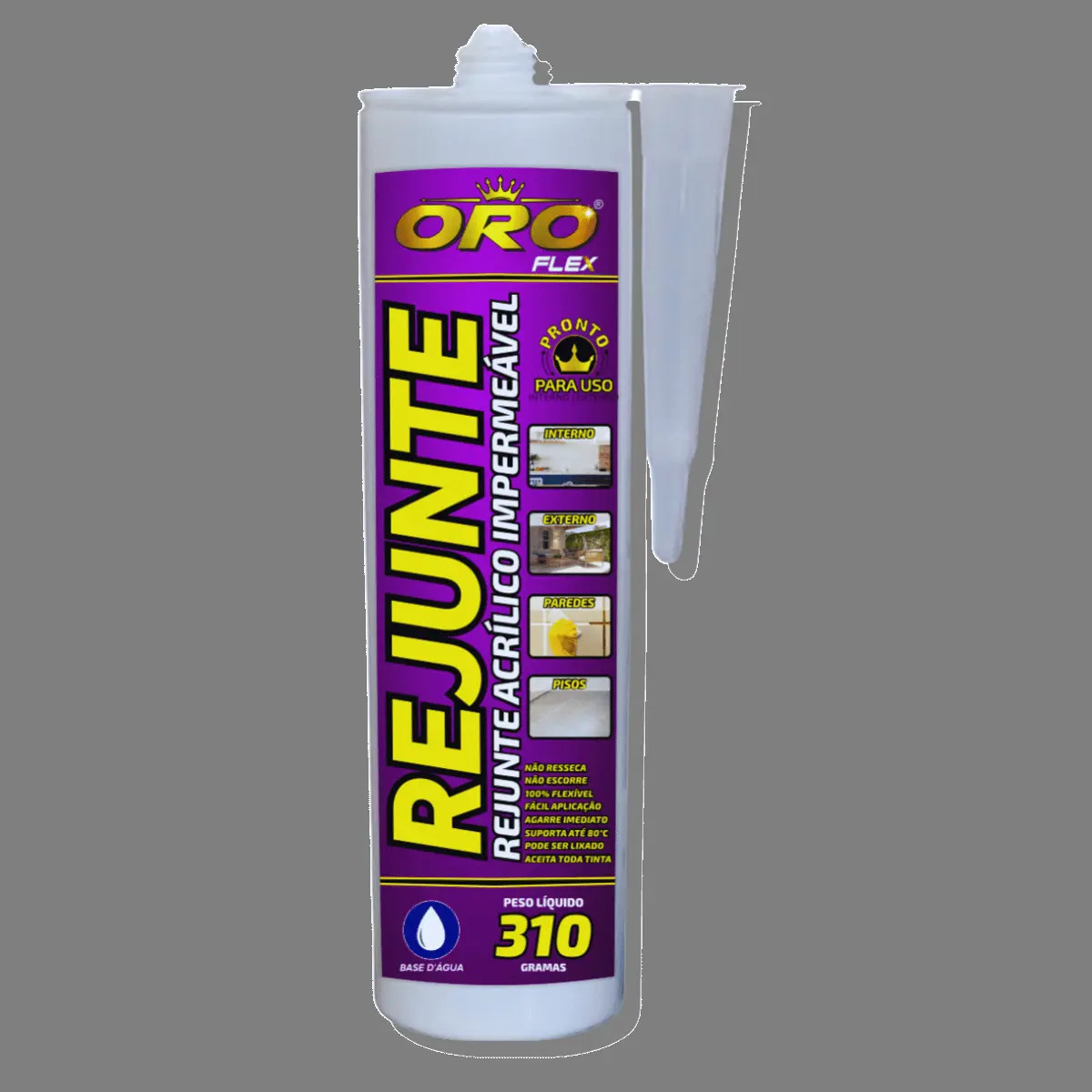 Rejunte Acrílico OROFLEX Impermeável para Azulejos e Pisos 310g Cinza