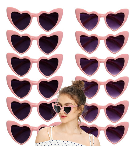 Gafas De Sol Lentes De Sol Con Forma De Corazón Clásico Para Mujervintage Niños Corazón Gafas De Sol Gafas De Sol Vintage Casual 12 unidades