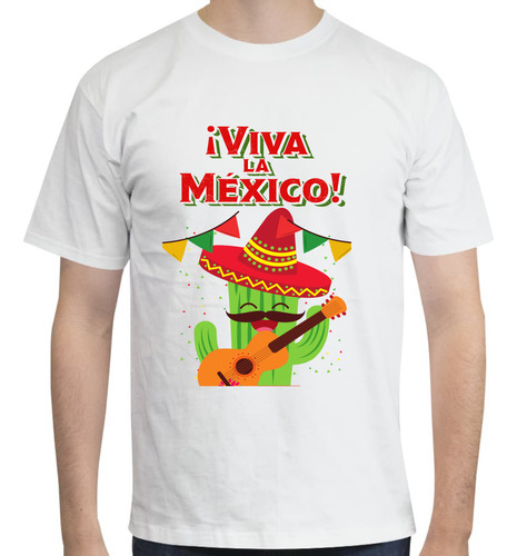 Playera Viva México - Cactus Con Guitarra Y Sombrero