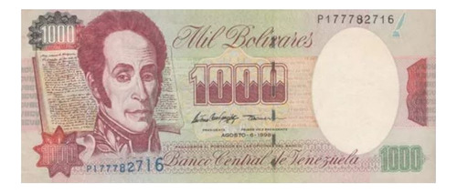 Billete Venezolano  De Colección. Bs 1000 Año 1998 