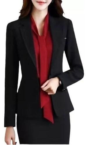 Traje De Sastre Para Mujer Y Talla Pequeña, Casual, Negro, A