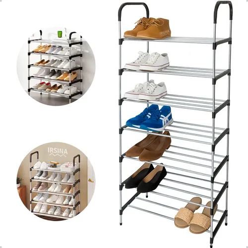 Sapateira Vertical Irsina 7 Andares Aço Inox 21​ Pares Cor Preto