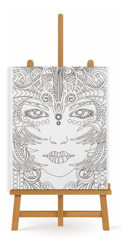 Mandala Para Pintar En Cuadro Canva Cara De Mujer 90x60 Cm