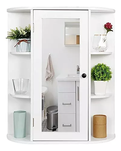 ZenStyle Armario de pared de baño sobre el inodoro, botiquín blanco con 2  puertas y estantes interiores ajustables, para baño, sala de estar