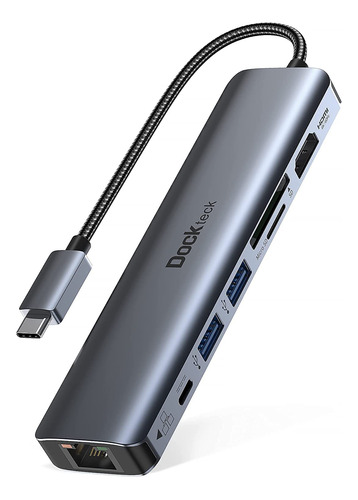 Hub Usb-c A Hdmi Ethernet Lector Sd Usb 3.0 Dockteck 7 En 1