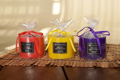 Imagen 4 de 6 de Pack Velón Ojo Turco Aromático Iluminarte X 3 Unidades.