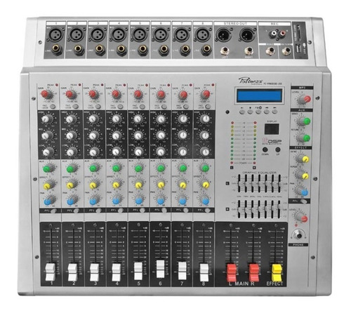 Consola De Audio 8 Canales Doble Venti Usb Pottenza