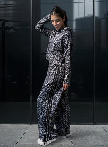 Pantalon Palazzo Animal Print Gris