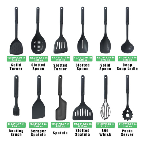 Zeaharee Kitchen Utensils 12 Pcs Silicone Cooking Utensils S