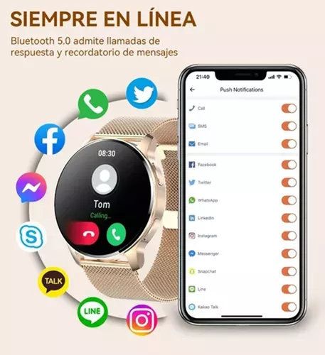Reloj inteligente mujer, reloj inteligente para Huawei Samsung Xiaomi  iphone Android, reloj inteligente deportivo con