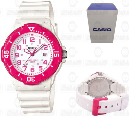 Reloj Casio Quartz Lrw200 Niña Rosa *watchsalas* Full Color de la correa Blanco Color del fondo Blanco lrw-200h-4b