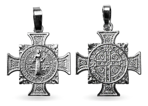 Dije De Plata Cruz San Benito Con Cadena De Plata Calibre 40 Y 45 Cm De Largo Ideal Para Regalar En Boda Bautizo Primera Comunión O 15 Años